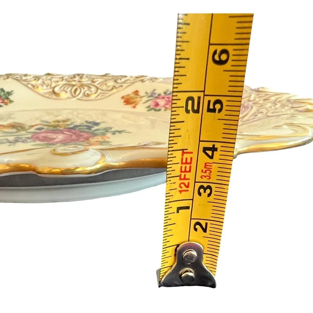 JLMenau Graf Von Henneberg Porcelain Floral Serving Plate Hand Enameled Germany